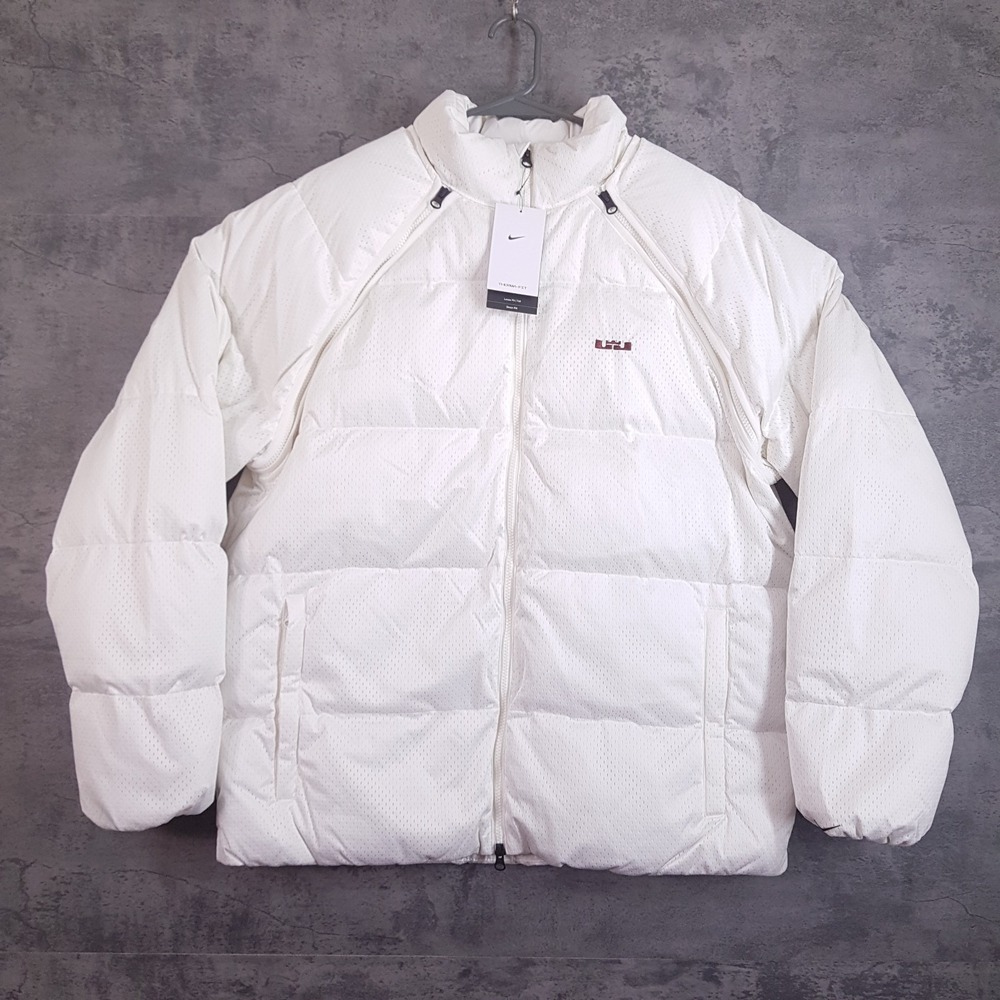 NIKE LeBron James Therma-Fit Down 2 in 1 Jacket Mens XL TALL White HV3501-133